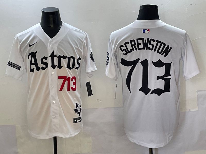 Men 2025 Houston Astros 713 Screwston White Five generations Joint Name Nike MLB Jersey style 4